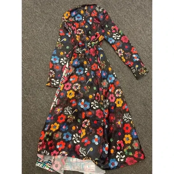 Jonathan Cohen Womens Multicolor Budgie Floral Silk Blanket Maxi Dress S…